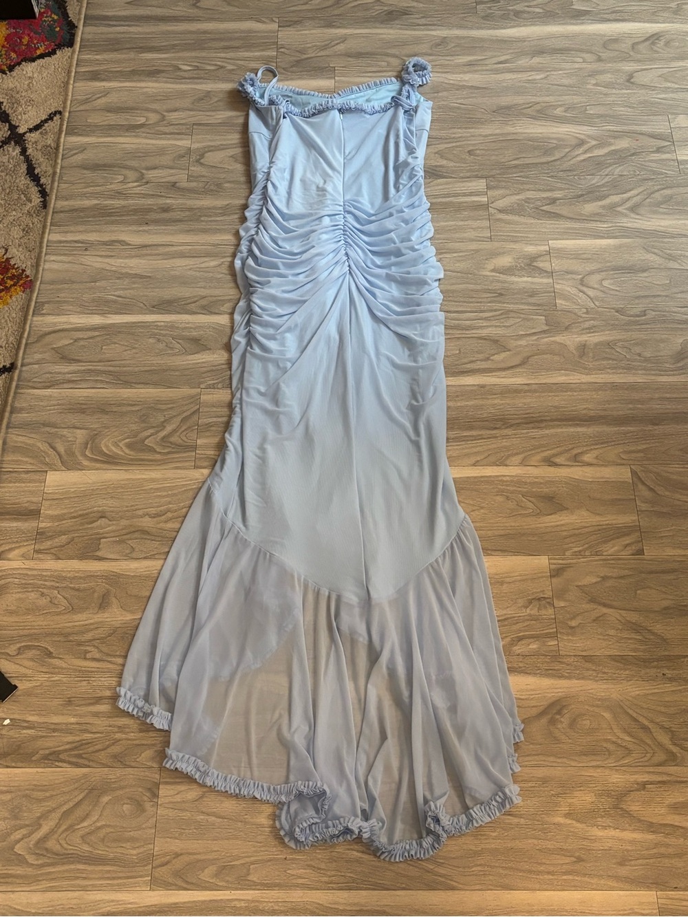 Light Blue Ruffled Slip Dress - Picture 7 of 7